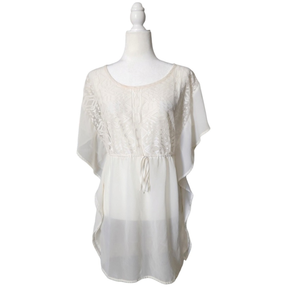Xhilaration White Lace Sheer Beach Pool Cover Up Top
